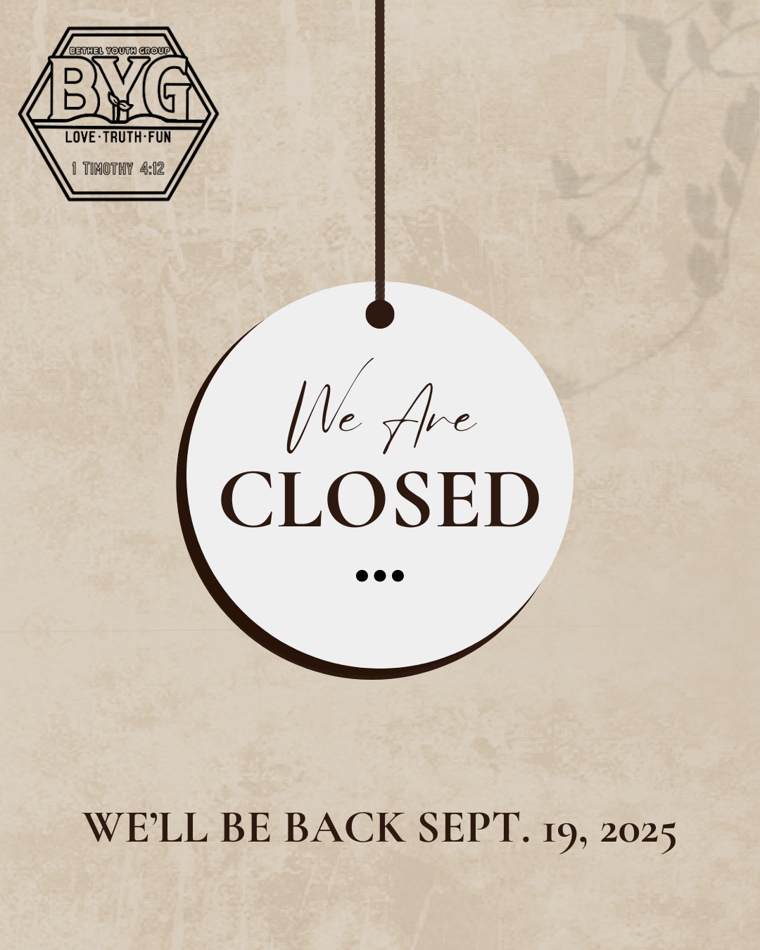WEll be back Sept. 19 2025