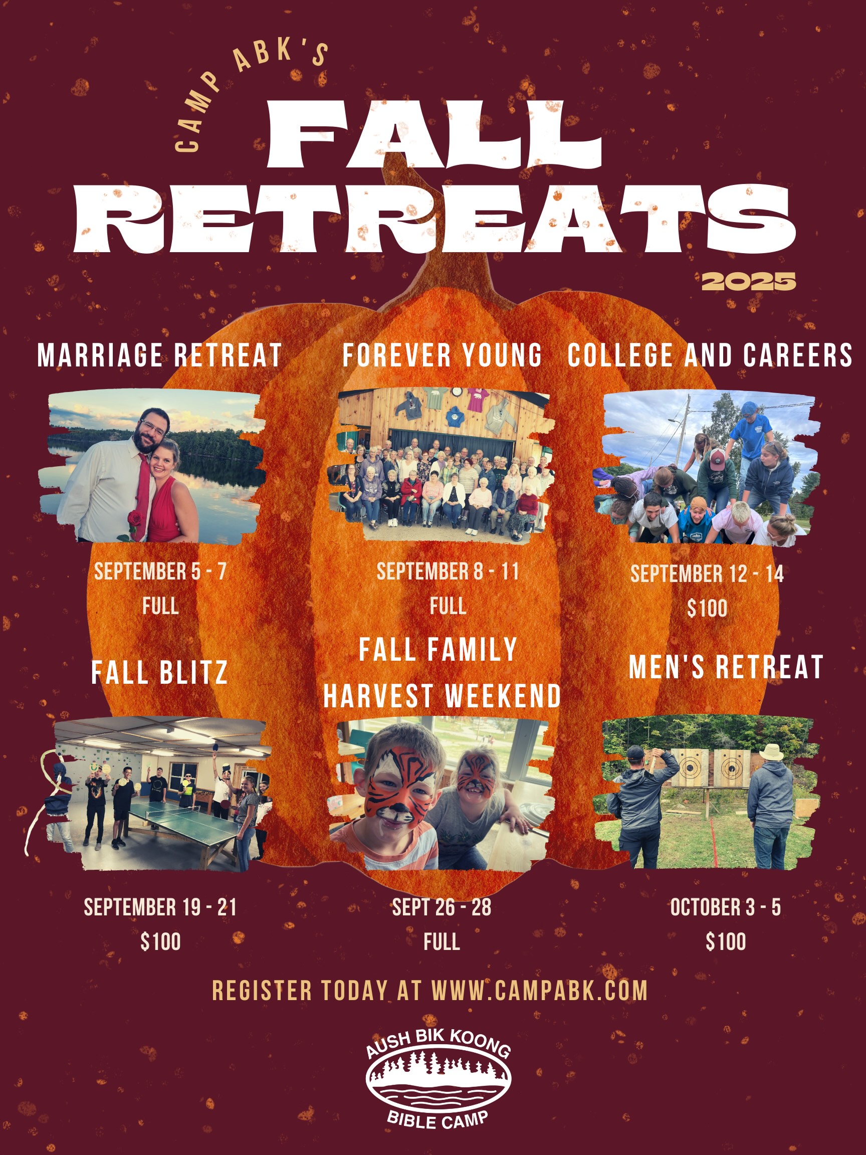 CAMP ABK Fall Retreats Poster 2023